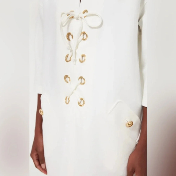 Tuckernuck White Lace Up Sheath Dress-Women’s XL-Preppy-Bridal-Wedding-Bride-NEW - Picture 2 of 13